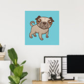 Pug Puppy Cartoon Poster (Thuiskantoor)