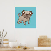 Pug Puppy Cartoon Poster (Keuken)