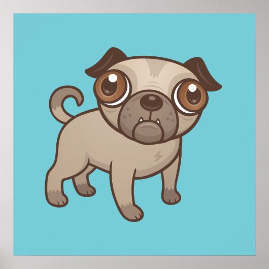 Pug Puppy Cartoon Poster (Voorkant)