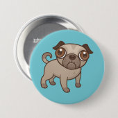 Pug Puppy Cartoon Ronde Button 7,6 Cm (Voorkant /achterkant)