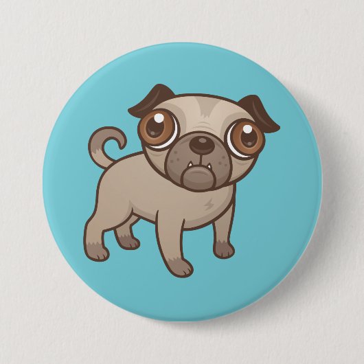 Pug Puppy Cartoon Ronde Button 7,6 Cm (Voorkant)