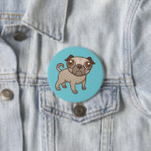 Pug Puppy Cartoon Ronde Button 7,6 Cm (In situ)