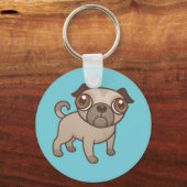 Pug Puppy Cartoon Sleutelhanger (Voorkant)