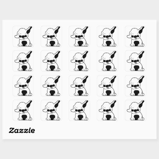 pug puppy cartoon vierkante sticker (Vel)