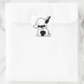 pug puppy cartoon vierkante sticker (Tas)