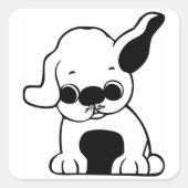 pug puppy cartoon vierkante sticker (Voorkant)