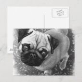 Pug Puppy Dog Art Briefkaart (Voorkant / Achterkant)