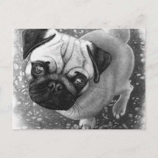 Pug Puppy Dog Art Briefkaart (Voorkant)