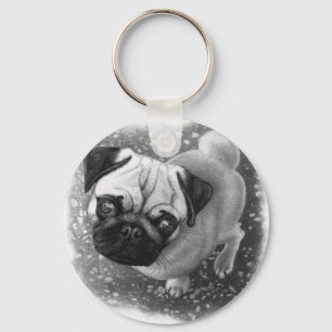 Pug Puppy Dog Art Sleutelhanger
