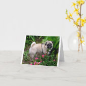 Pug Puppy Dog Blank-briefkaart Kaart (Gele Bloem)