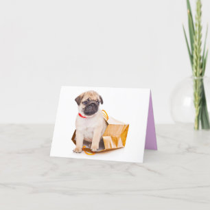 Pug Puppy Dog Blank Greet Note Card Kaart