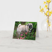 Pug Puppy Dog Blank Greeting Note Kaart (Gele Bloem)