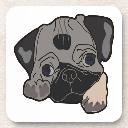 PUG PUPPY DOG DRANKJES ONDERZETTER (Voorkant)