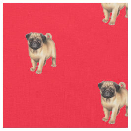 Pug Puppy Dog Fabric Stof