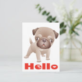 Pug Puppy Dog Greeting Briefkaart (Staand voorkant)