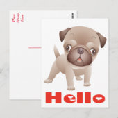 Pug Puppy Dog Greeting Briefkaart (Voorkant / Achterkant)
