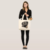 PUG PUPPY DOG GROTE TOTE BAG (Voorkant (model))