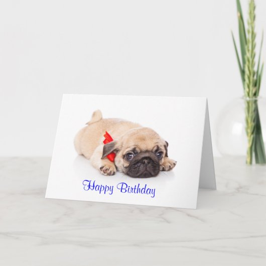 Pug Puppy Dog Happy Birthday Card - Verse binnenka Kaart (Voorkant)