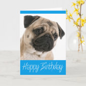 Pug Puppy Dog Happy Birthday Card - Verse binnenka Kaart (Gele Bloem)