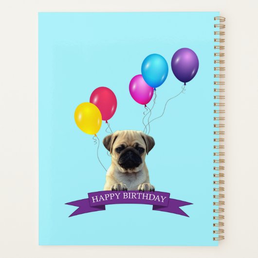Pug Puppy Dog Happy Birthday Gift Bag Planner (Achterkant)
