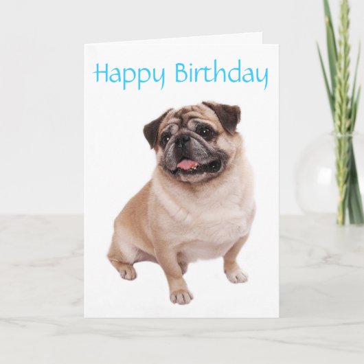 Pug Puppy Dog Happy Birthday Kaart - Verse binnen (Voorkant)