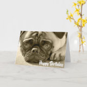 Pug Puppy Dog Happy Birthday Kaart - Verse binnen (Gele Bloem)