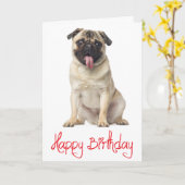 Pug Puppy Dog Happy Birthday Kaart - Verse binnen (Gele Bloem)