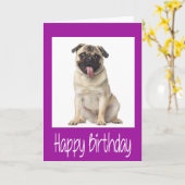 Pug Puppy Dog Happy Birthday Kaart - Verse binnen (Gele Bloem)