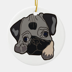 PUG PUPPY DOG KERAMISCH ORNAMENT