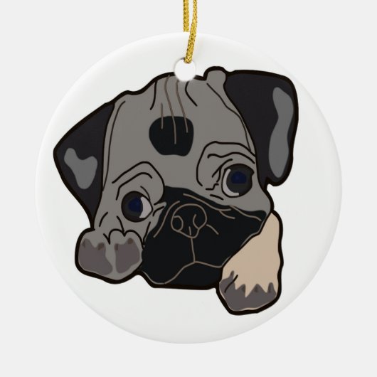 PUG PUPPY DOG KERAMISCH ORNAMENT (Voorkant)
