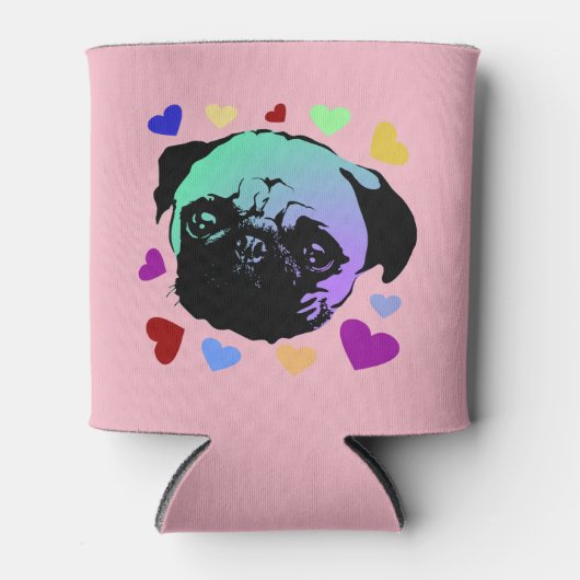 Pug Puppy Dog Love Hearts Blikjeskoeler (Voorkant)