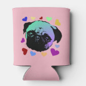 Pug Puppy Dog Love Hearts Blikjeskoeler (Achterkant)