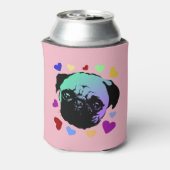 Pug Puppy Dog Love Hearts Blikjeskoeler (Blikje Achterkant)