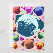 Pug Puppy Dog Love Hearts Kaart (Voorkant)