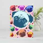 Pug Puppy Dog Love Hearts Kaart (Staand voorkant)