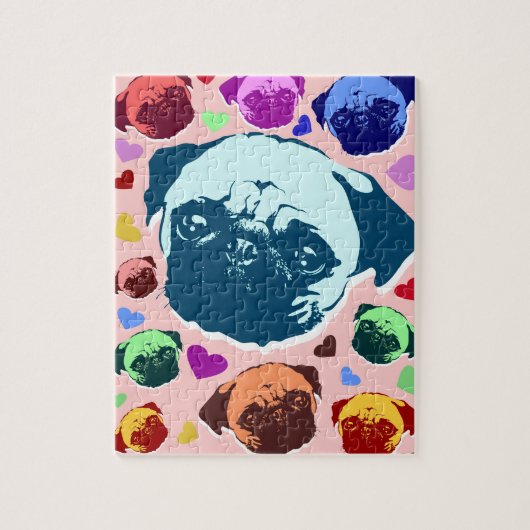 Pug Puppy Dog Love Hearts Legpuzzel (Verticaal)
