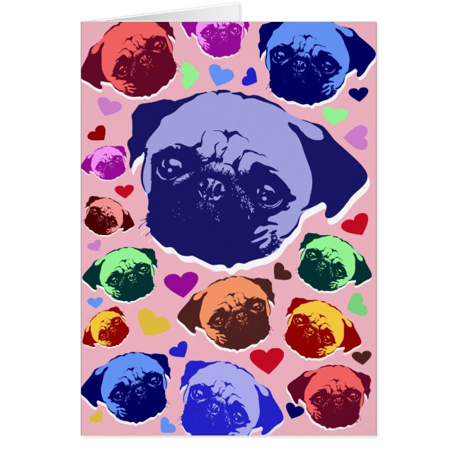 Pug Puppy Dog Love Hearts Patroon (Voorkant)