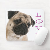 Pug Puppy Dog Paars Heart LoveMousepad Muismat (Met muis)