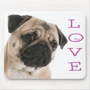Pug Puppy Dog Paars Heart LoveMousepad Muismat