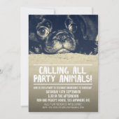 Pug Puppy Dog Party nodigt [Full Bleed Photo] uit Kaart (Voorkant)