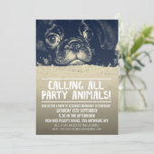Pug Puppy Dog Party nodigt [Full Bleed Photo] uit Kaart (Staand voorkant)