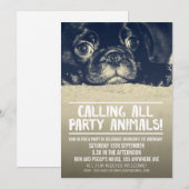 Pug Puppy Dog Party nodigt [Full Bleed Photo] uit Kaart (Voorkant / Achterkant)
