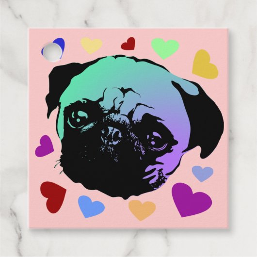 Pug Puppy Dog PopArt Retro Style Bedankjes Labels (Voorkant)
