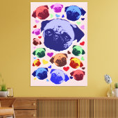 Pug Puppy Dog PopArt Retro Style Canvas Afdruk (Insitu (Woonkamer))