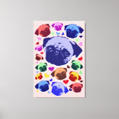 Pug Puppy Dog PopArt Retro Style Canvas Afdruk (Voorkant)