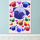 Pug Puppy Dog PopArt Retro Style Canvas Afdruk (Insitu (Houten vloer))