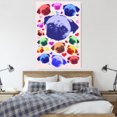 Pug Puppy Dog PopArt Retro Style Canvas Afdruk (Insitu (Slaapkamer))