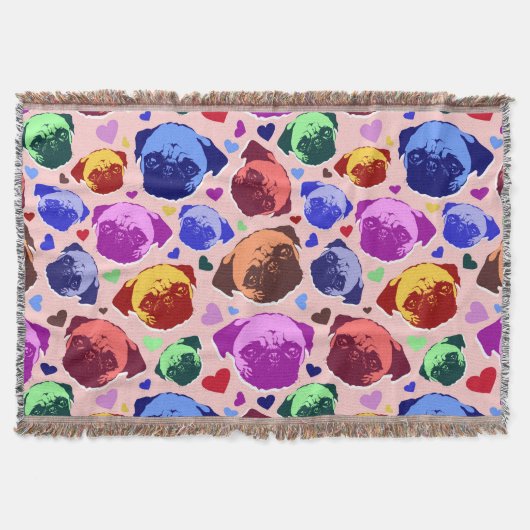 Pug Puppy Dog PopArt Retro Style Deken (Voorkant)