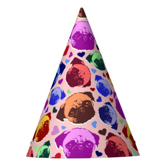 Pug Puppy Dog PopArt Retro Style Feesthoedjes