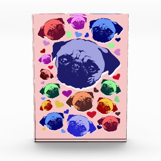 Pug Puppy Dog PopArt Retro Style Fotoblokken (Voorkant)